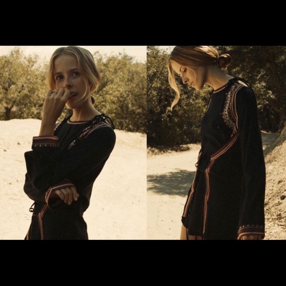 Doen Silk Embroidered Mini Tunic Dress